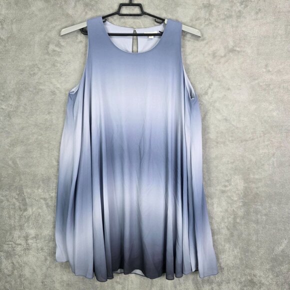 Womens Cato Blue Gradient Ombré A-Line Dress Sleeveless Keyhole Back Size 18/20W - Picture 2 of 9